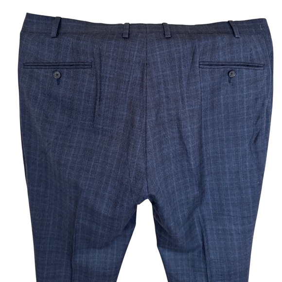 Ryan Seacrest Distinction Dress Pant Navy Blue Plaid - Picture 5 of 7